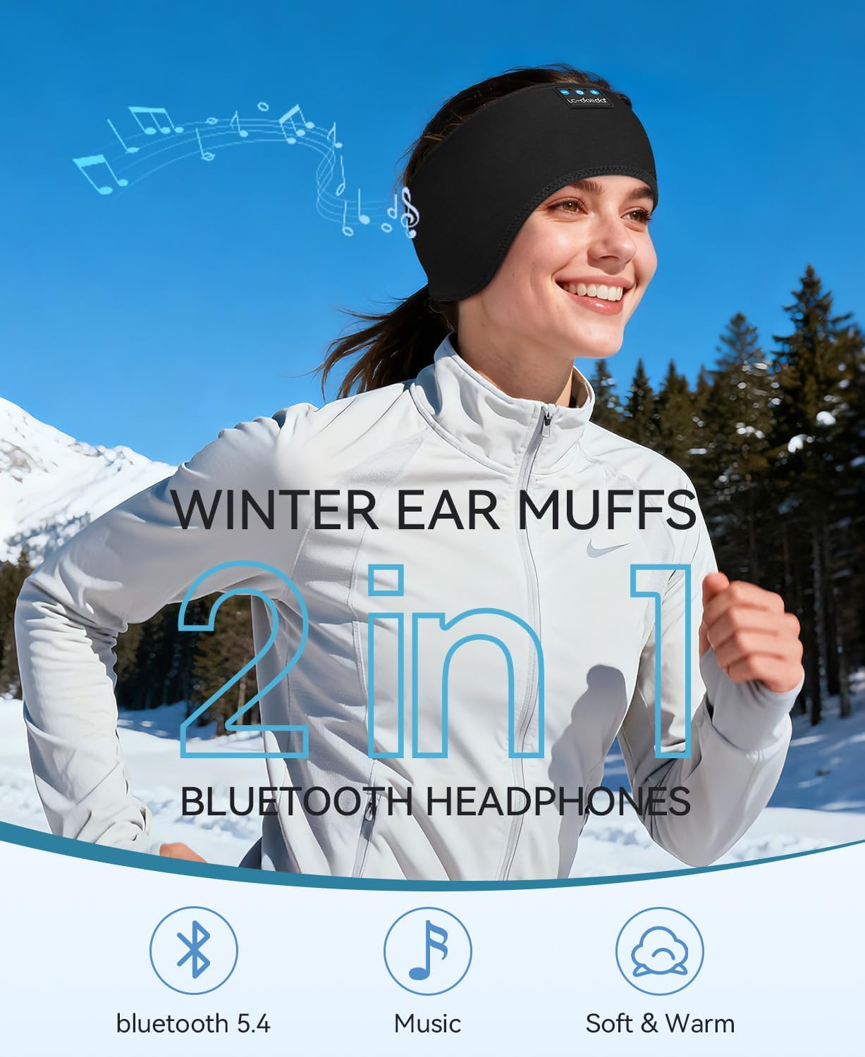 2-Pack Bluetooth Sleep Headphones Ear Warmer Headbands – Wireless Winter Ear Covers for Sports & Sleep
