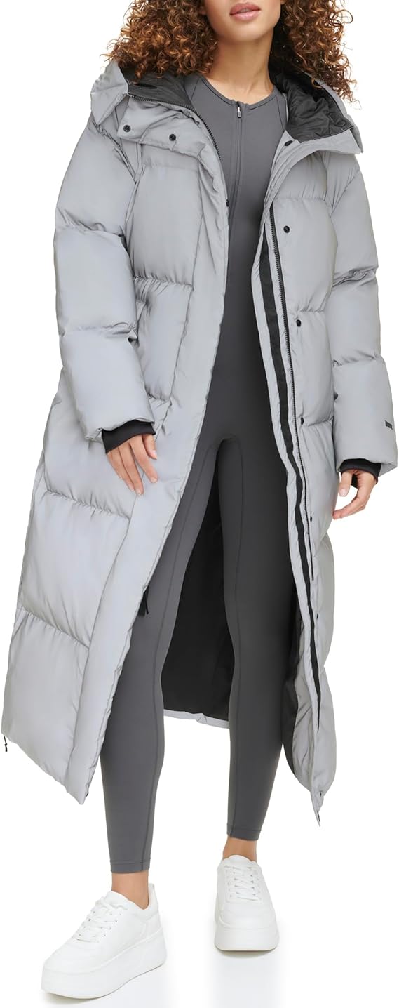 Womens Extra Long Parka Jacket, Medium Gray