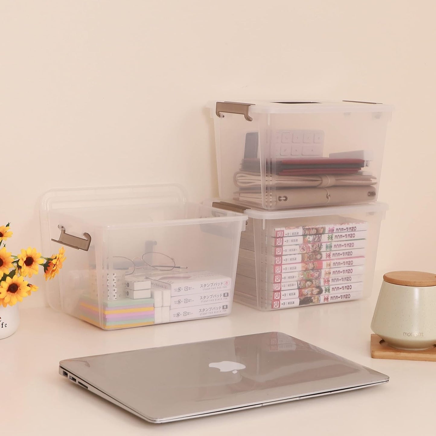 Clear Stackable Plastic Storage Bins with Latching Lids – 6 Packs, 6 QT Containers for Organizing Snacks, Crafts, and Toys