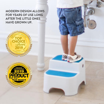 Dual Height Step Stool for Potty Training and Kitchen Use, Non-Slip Top and Sturdy Base