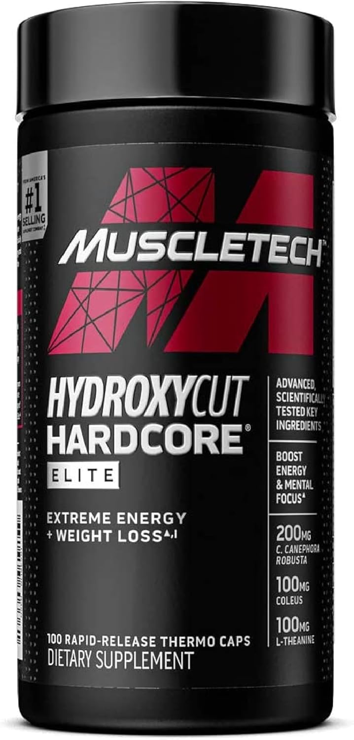 Hydroxycut Hardcore Elite – Rapid-Release Thermo Caps for Energy & Focus (50 Servings)