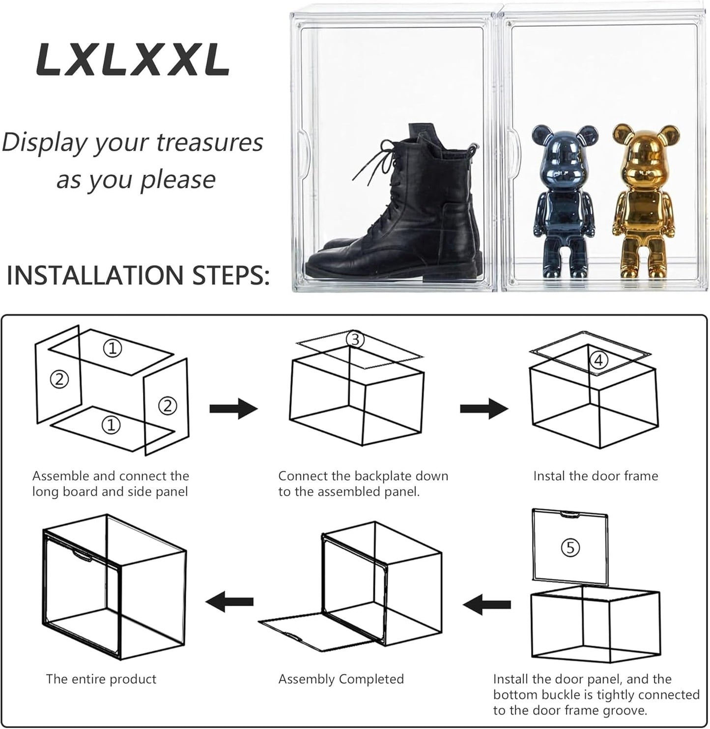 X-Large Clear Acrylic Display Case with Magnetic Lid - Stackable Storage for Collectibles