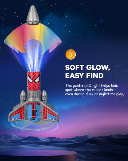 Electric Rocket Launcher for Kids – Auto Launch, 200ft Flight & Parachute (Ages 6–13, Spider Design)