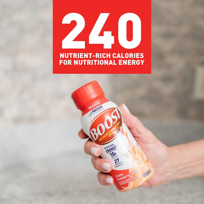 24-Pack BOOST Original Nutritional Drinks – Creamy Strawberry, 8 Fl Oz Bottles