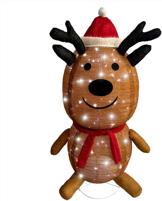 4-Ft. Prelit Collapsible Tinsel Reindeer with LED Lights