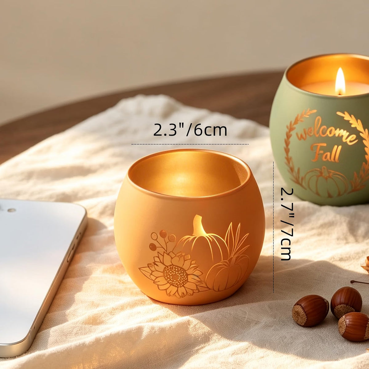 12-Piece Fall Candle Holder Set – Thanksgiving Table Centerpiece Decorations for Autumn Home Décor