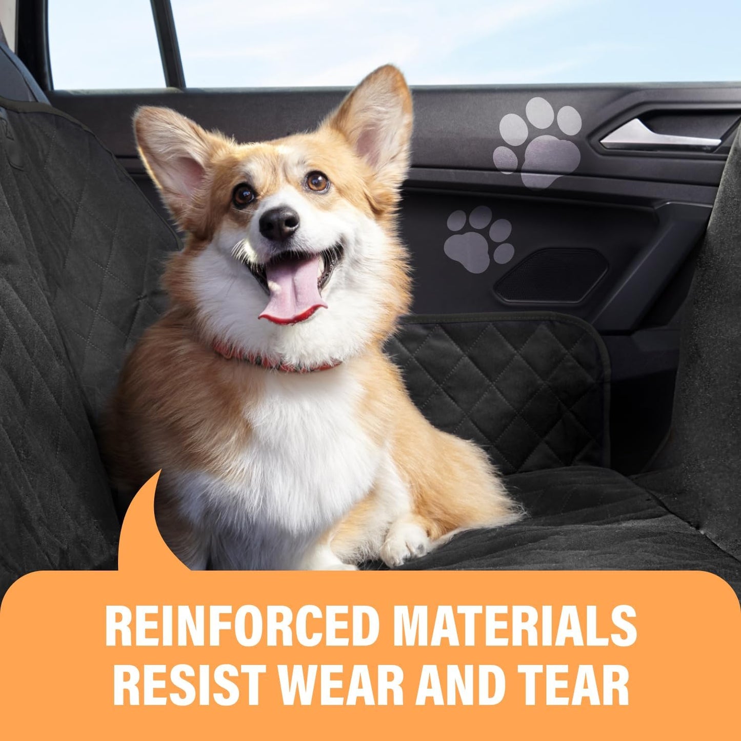 XL Dog Car Hammock Seat Cover – Waterproof Backseat Protector for Cars, Trucks & SUVs – Black