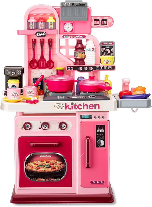 Kids Kitchen Playset (Pink) – 53-Piece Stove, Sink & Oven with Realistic Lights & Sounds (Ages 1–3)