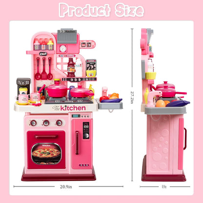 Kids Kitchen Playset (Pink) – 53-Piece Stove, Sink & Oven with Realistic Lights & Sounds (Ages 1–3)