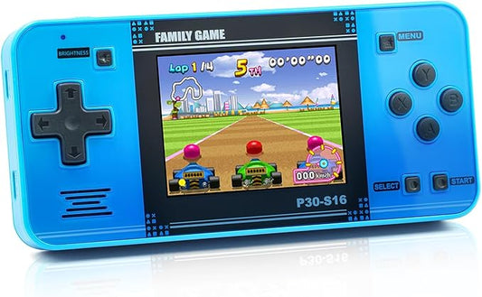 Handheld Game Console: 220 Retro Video Games, Portable with 3.0" LCD Screen & Rechargeable Battery - Blue!