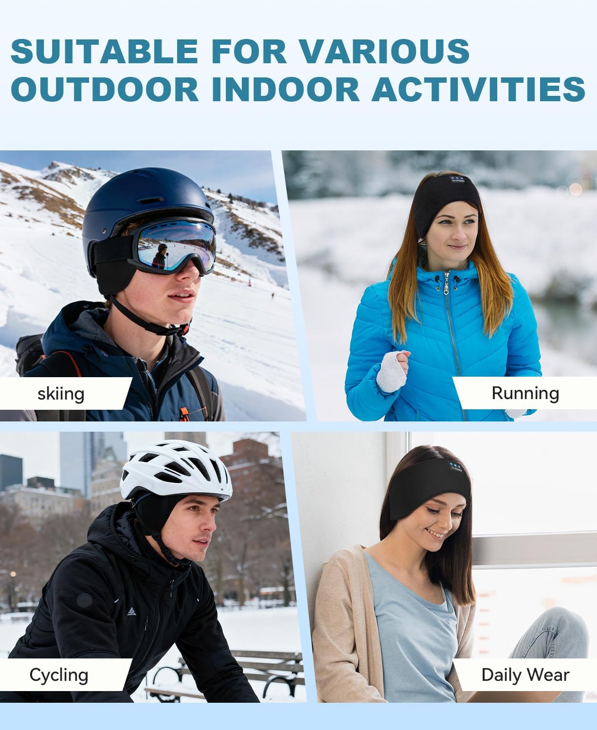 2-Pack Bluetooth Sleep Headphones Ear Warmer Headbands – Wireless Winter Ear Covers for Sports & Sleep