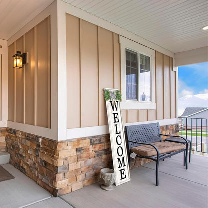 Standing Welcome Sign for Front Porch (White)