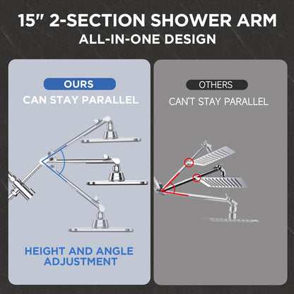 6-Mode Wide Rain Shower Head – High Pressure Handheld Shower Combo with Adjustable Arm and Anti-Clog Design