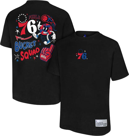 Philadelphia 76ers Official NBA Buckie Graphic T-Shirt – Men's Black Basketball Fan Tee, Medium