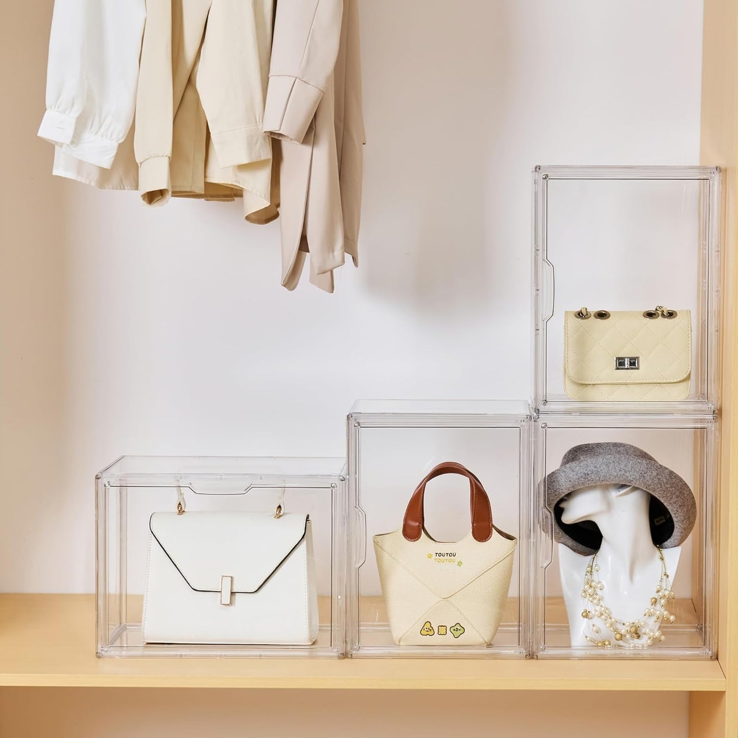 X-Large Clear Acrylic Display Case with Magnetic Lid - Stackable Storage for Collectibles