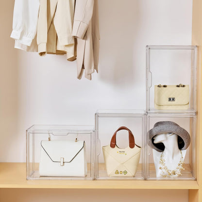 X-Large Clear Acrylic Display Case with Magnetic Lid - Stackable Storage for Collectibles