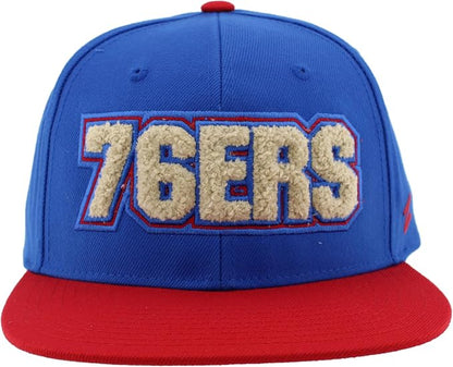 Official NBA Philadelphia 76ers Adjustable Snapback Hat – Flat Bill Retro Chenille Unisex Cap, One Size