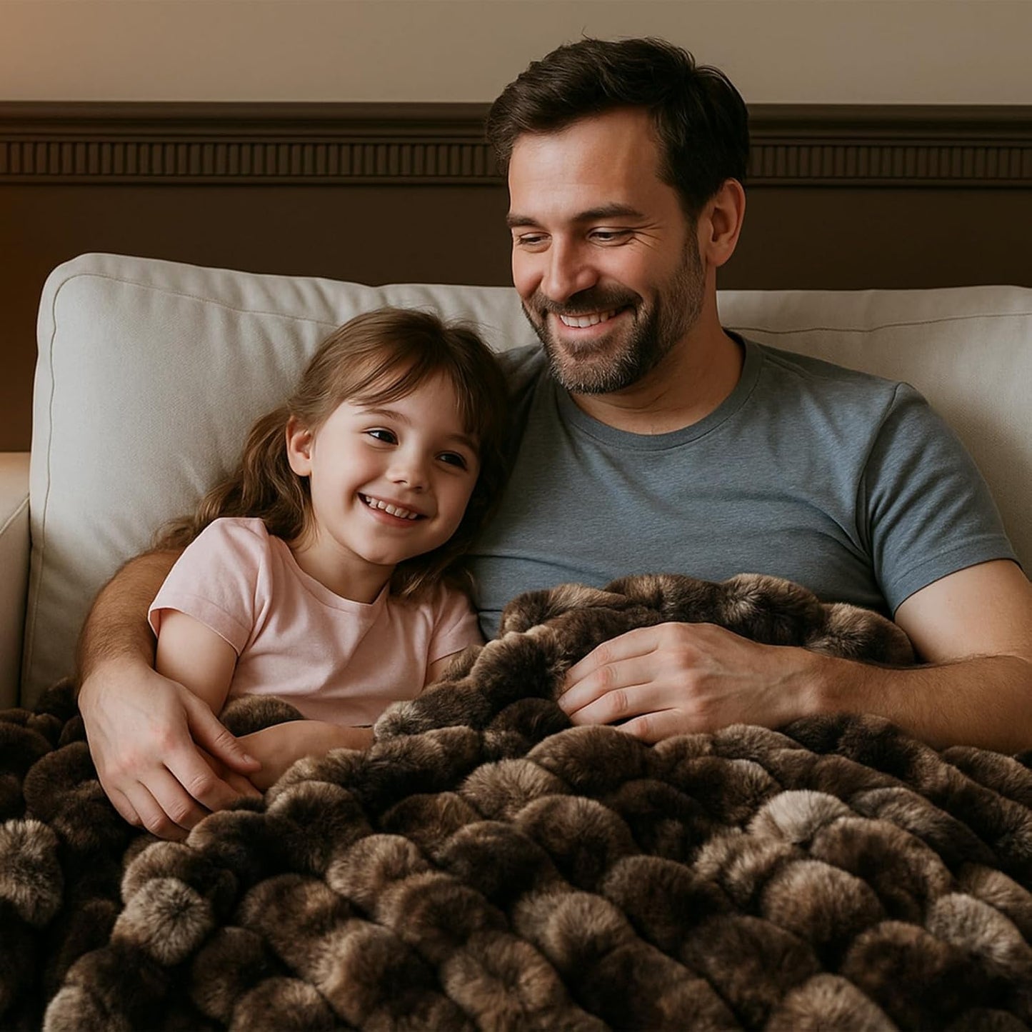 Fluffy Faux Fur Throw Blanket – Luxury Plush Minky Bubble Blanket (Tie-Dye Coffee, 50" x 60")