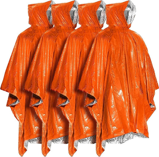 Emergency Survival Rain Poncho – Mylar Space Blanket for Camping & Disaster Kits