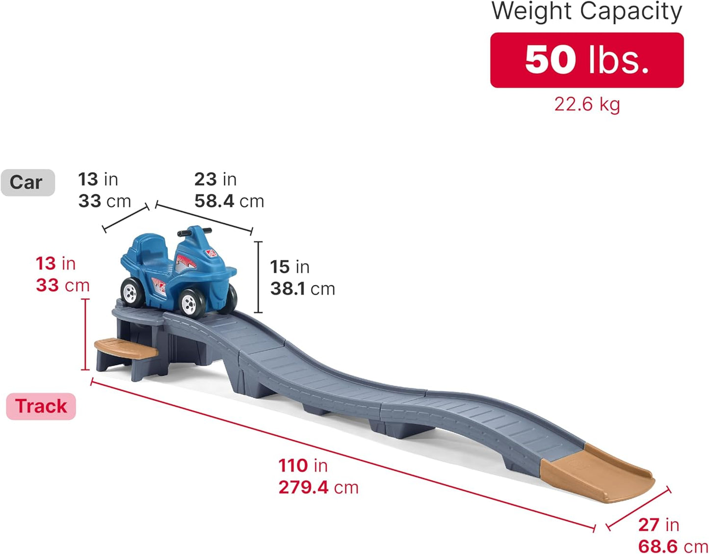 Up & Down Roller Coaster Ride-On – Indoor/Outdoor Toddler Playset (Ages 2–5, 50 lb Max)