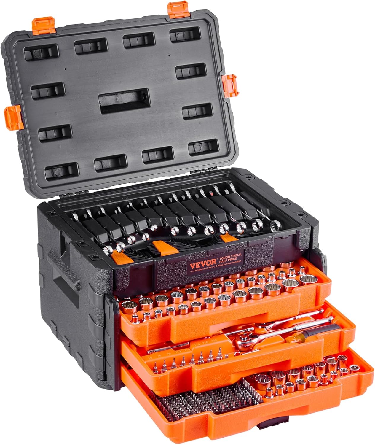 450-Piece Mechanics Tool Set & Socket Set, SAE & Metric, 1/4", 3/8", & 1/2" Drive