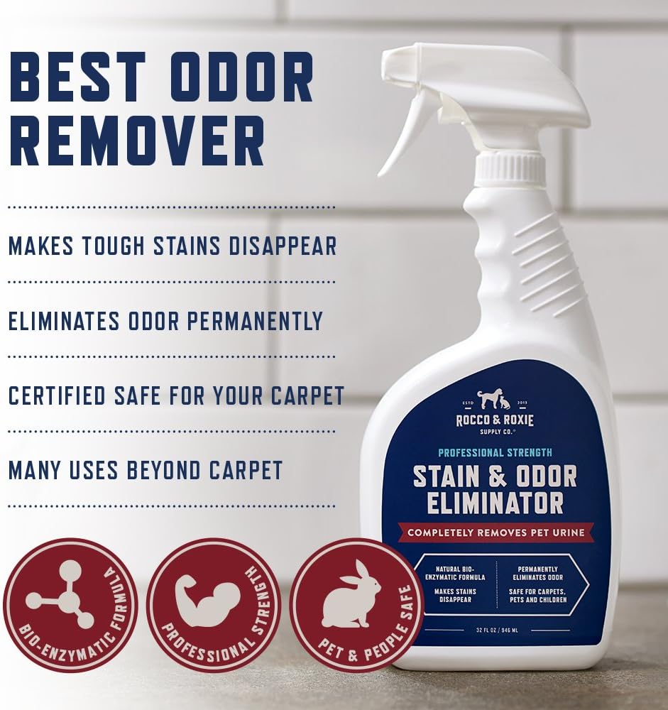 Pet Stain & Odor Eliminator – Enzyme Cleaner Spray for Dog & Cat Urine, Carpet & Home – 32 fl oz