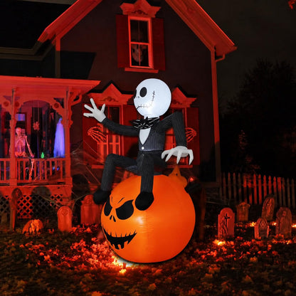 6 Ft Halloween Inflatable Pumpkin – LED Light-Up Outdoor Blow-Up Yard Decoration for Lawn & Garden