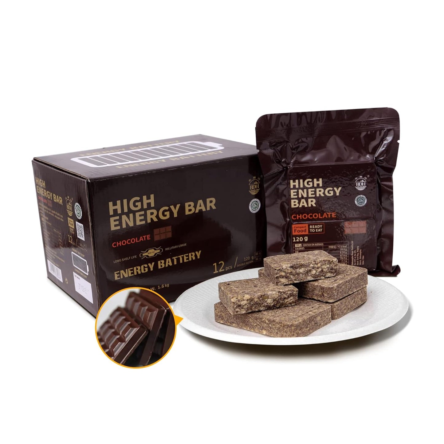Emergency Food Ration Bars – Chocolate Survival Tabs for Disaster Preparedness (12 Count)