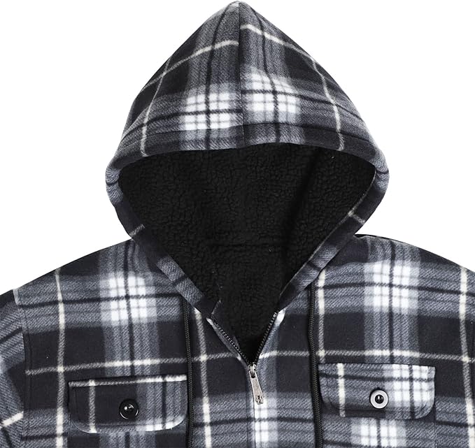 Men’s Sherpa-Lined Plaid Flannel Jacket – Heavy Warm Fleece Coat (Big & Tall, S–5XL)
