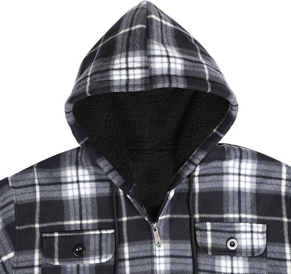 Men’s Sherpa-Lined Plaid Flannel Jacket – Heavy Warm Fleece Coat (Big & Tall, S–5XL)