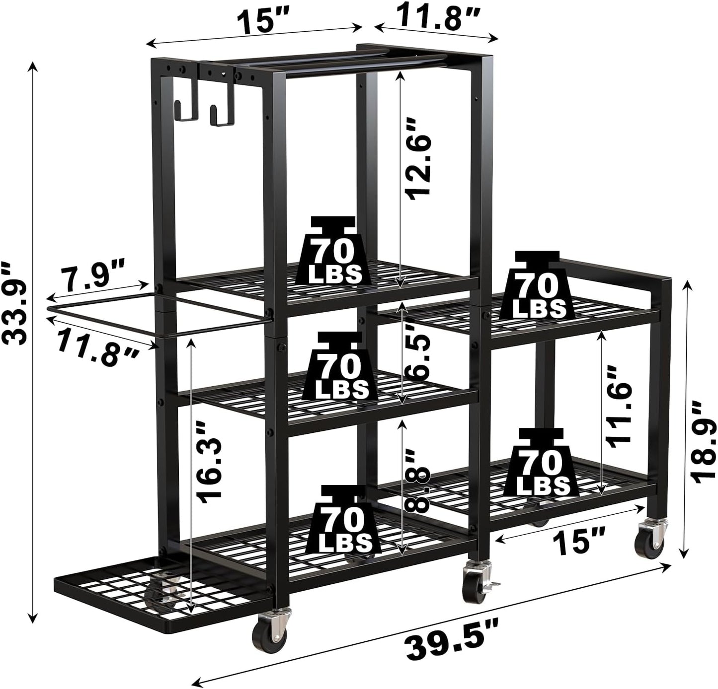 6-Tier Home Gym Storage Rack with Wheels – Multi-Purpose Organizer for Dumbbells, Yoga Mats & Fitness Equipment