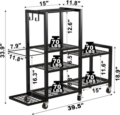 6-Tier Home Gym Storage Rack with Wheels – Multi-Purpose Organizer for Dumbbells, Yoga Mats & Fitness Equipment