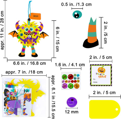 24-Set Halloween Monster Craft Kit for Kids – DIY Foam Ornament Art Activity, Classroom Project & Party Favors