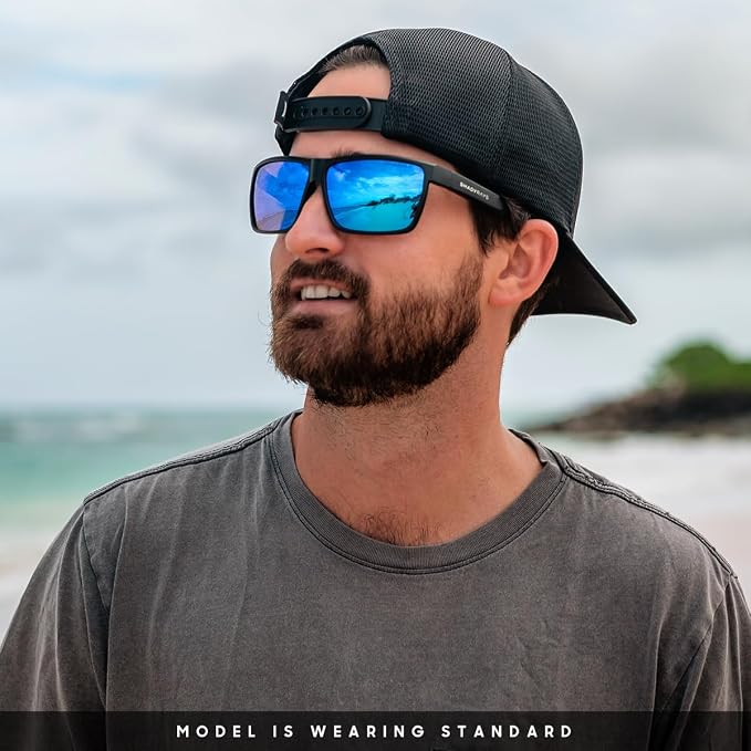 Cayman Men's Lightweight Polarized Sunglasses – Black Ocean, Standard Size
