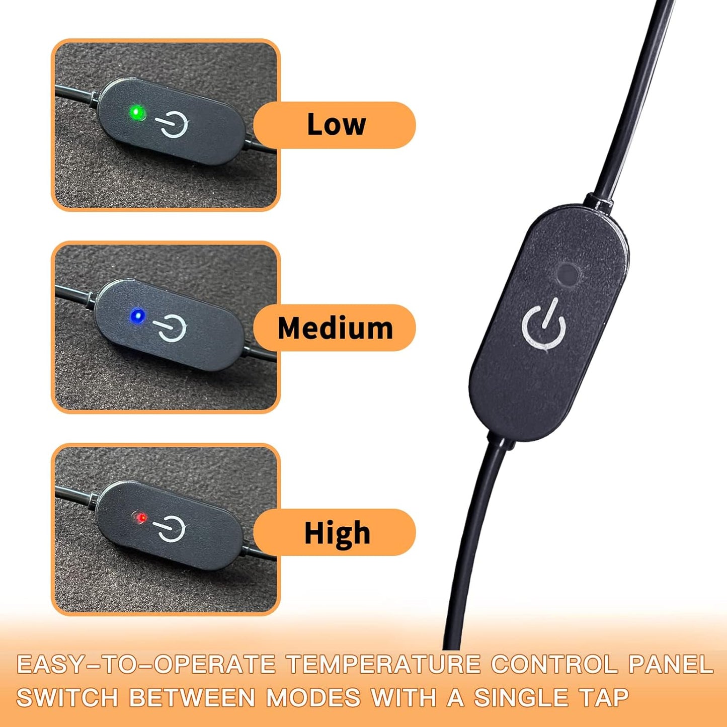 Foldable Heated Seat Cushion – USB Heating Pad with 3 Temperature Settings (Black)