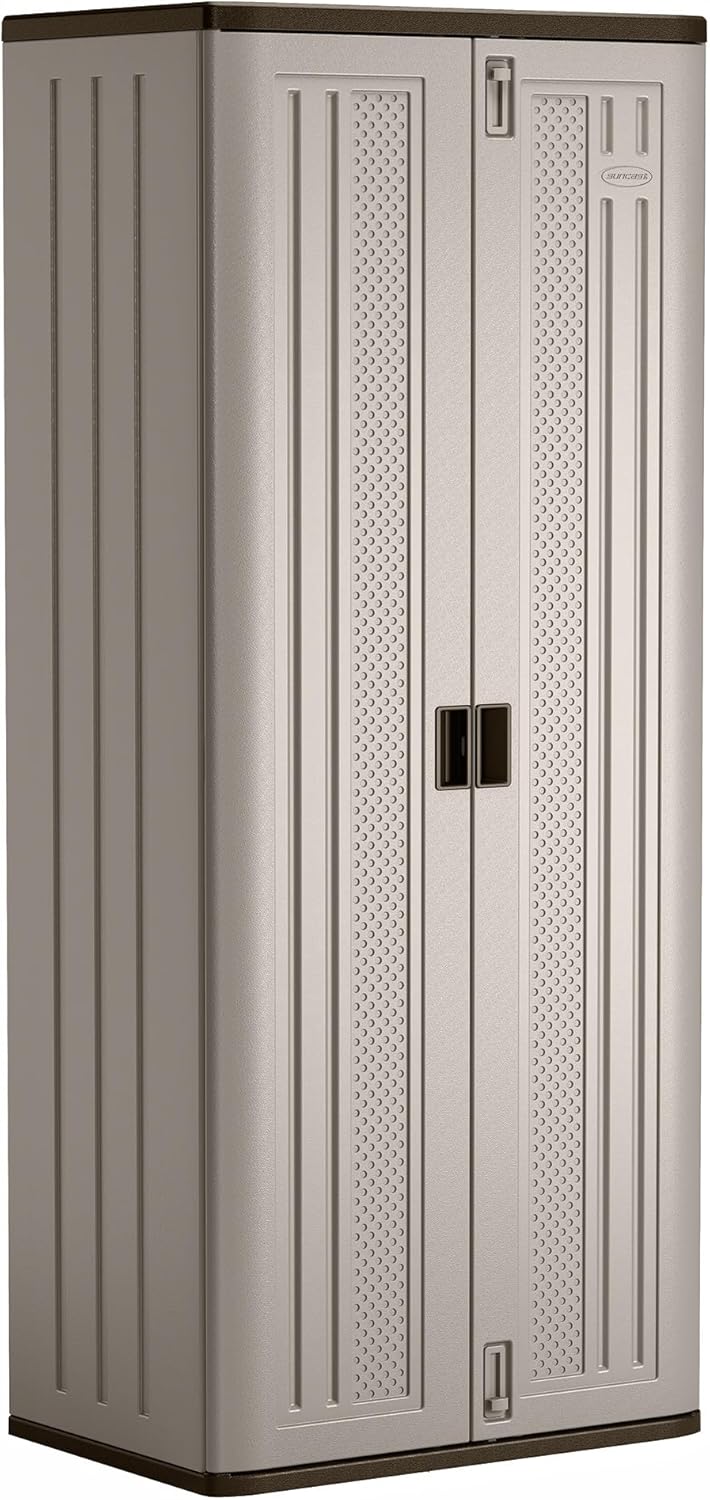 Platinum Resin Tall Storage Cabinet: Weather-Resistant, Lockable Utility Closet for Tools & Supplies