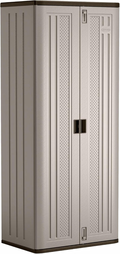 Platinum Resin Tall Storage Cabinet: Weather-Resistant, Lockable Utility Closet for Tools & Supplies