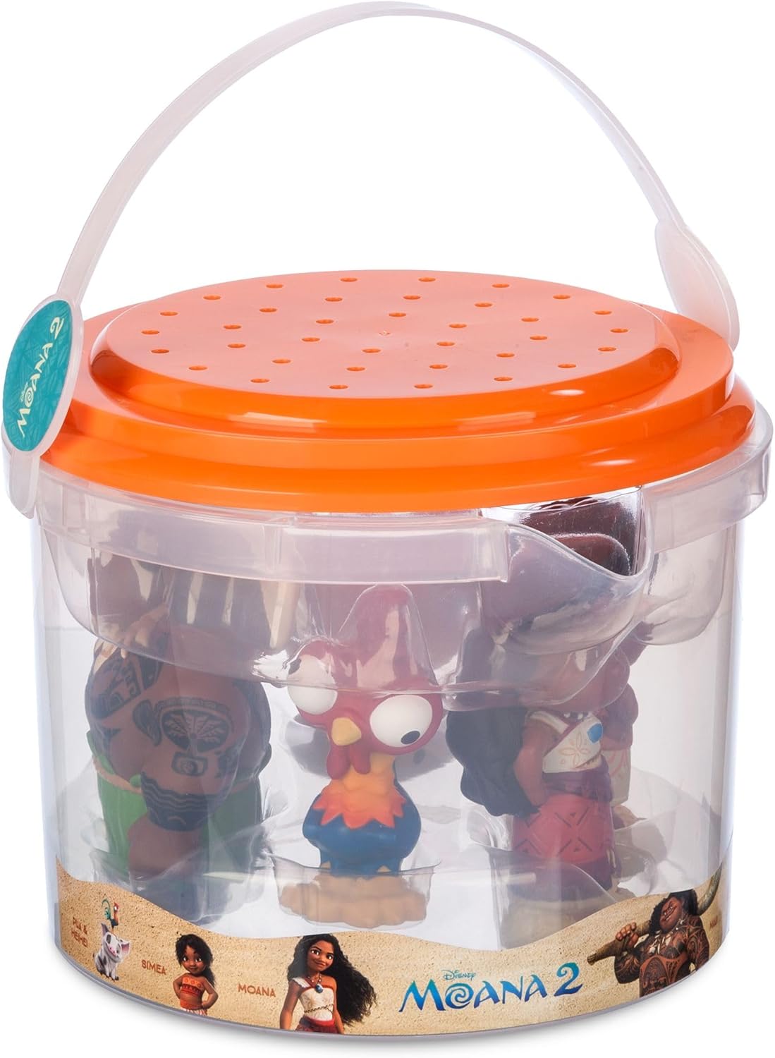 Moana 2 Bath Toys Set – 5 Character Toys with Storage Bucket for Bath Time & Water Play Fun