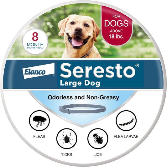 Flea & Tick Collar for Dogs Over 18 lbs – 8-Month Treatment & Prevention Protection