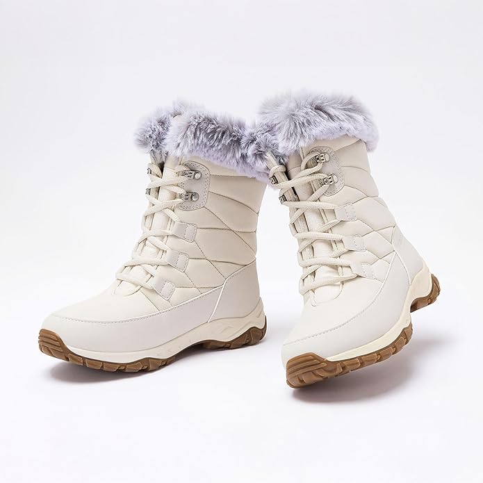 Women’s Waterproof Insulated Snow Boots – Lace-Up or Slip-On Winter Shoes (Sizes 6–11, Medium/Wide)