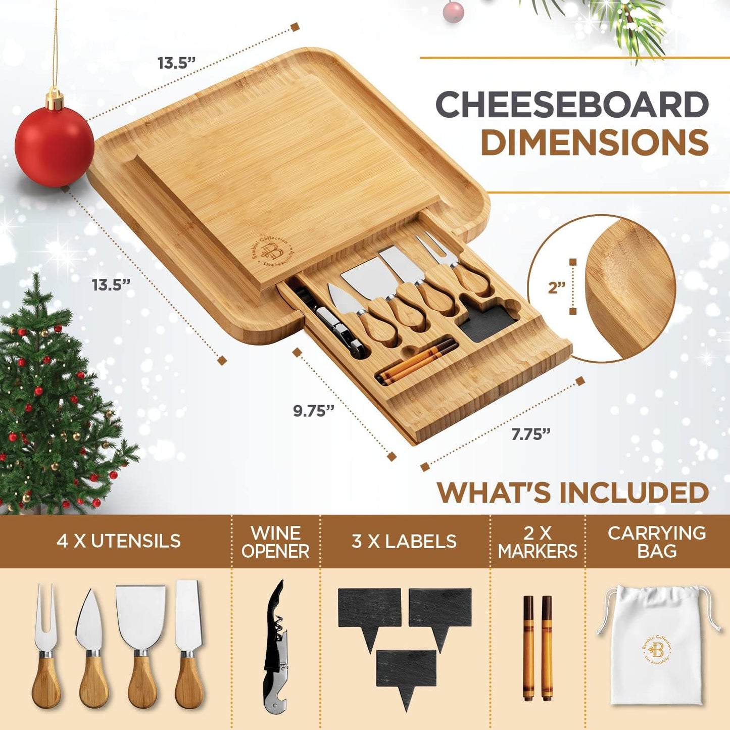 Bamboo Cheese Board & Knife Set – Gift-Ready Set for Any Occasion