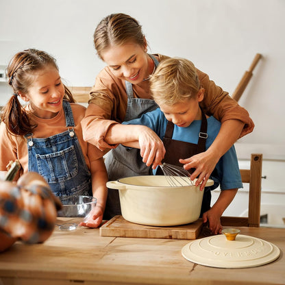 5.5QT Enameled Cast Iron Dutch Oven – Heavy-Duty Pot with Lid (Cream White)