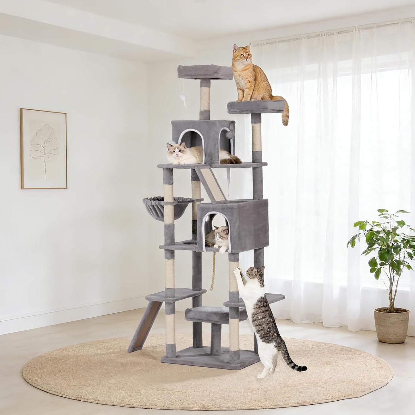 Multi-Level Cat Tree – Large Cat Tower with Scratching Posts, Condo, Perches & Hammock