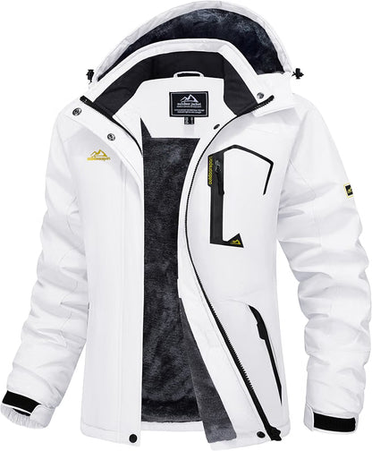 Women’s Waterproof Winter Ski Jacket – Warm Snow & Rain Coat, White, Size Medium