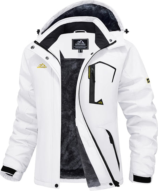 Women’s Waterproof Winter Ski Jacket – Warm Snow & Rain Coat, White, Size Medium