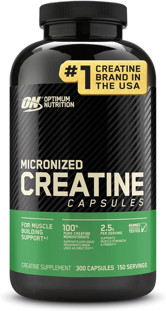300-Count Optimum Nutrition Micronized Creatine Capsules: 2500mg, Keto-Friendly