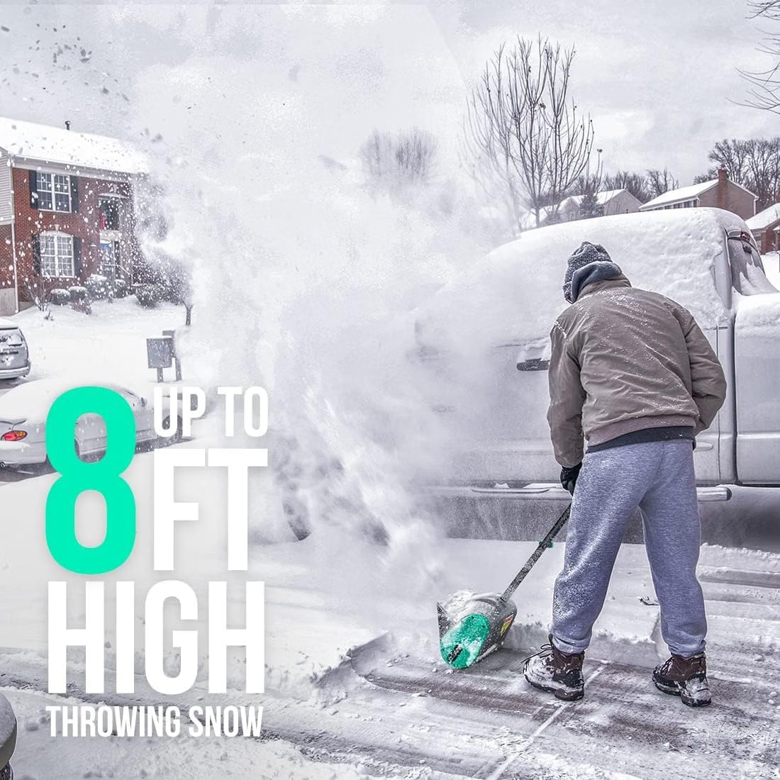 20V Cordless Snow Shovel – 12-Inch Battery-Powered Snow Thrower with Auxiliary Handle, 4.0Ah Li-Ion Battery & Charger