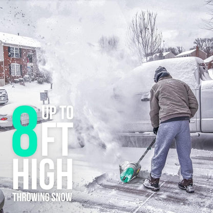 20V Cordless Snow Shovel – 12-Inch Battery-Powered Snow Thrower with Auxiliary Handle, 4.0Ah Li-Ion Battery & Charger