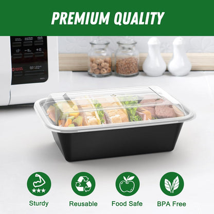 Reusable 50-Pack Meal Prep Containers with Lids (100-Piece Set), Leakproof and Food Safe, Microwave, Freezer, Dishwasher Safe