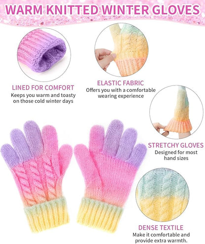 Kids Winter Hat, Scarf & Mittens Set – Fleece-Lined Knit (Ages 9–15, Candy Colors)